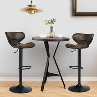 Giantex Bar Stools Set of 2, Swivel Counter Chairs with Backrest, Footrest & Larger Base, Retro Brown