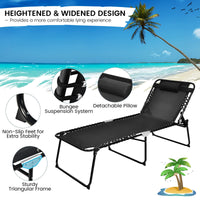 Patio Folding Chaise Lounge with 4-Level Backrest & Detachable Headrest Outdoor（70cm）