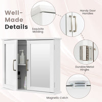 Mirrored Bathroom Wall Cabinet with Double Mirrored Doors and Two Shelves