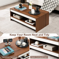 Giantex 94.5 cm Coffee Table, Two-Tier Coffee Table with Storage Shelf