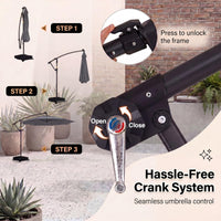 3m Solar Offset Hanging Umbrella with 32 LED Lights and 360° Rotation