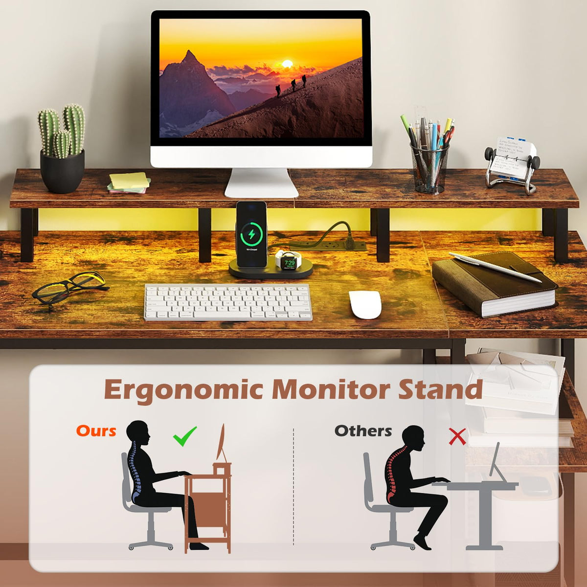 Giantex Reversible Office Desk with Charging Station