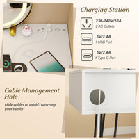 Makeup Vanity Desk with Charging Station and Rotatable Mirror