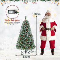 1.5M Hinged Christmas Tree with 8 Lighting Modes, Memory Function