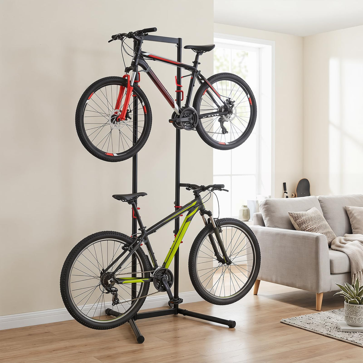 4 Bike Storage Rack, Adjustable Bicycle Rack for Garage