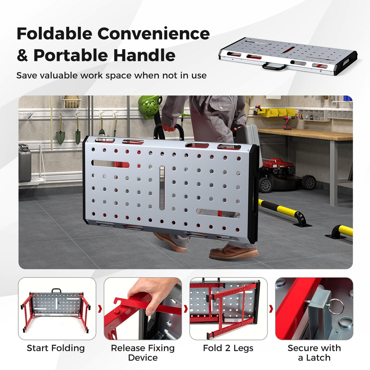 107cm x 53cm 450kg Capacity Heavy-Duty Welding Workbench with Adjustable Height