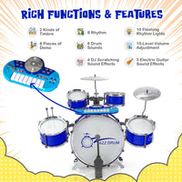 Kids Drum Keyboard Set with Stool & Microphone Stand