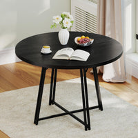 Giantex 118cm Dining Table for 4-6 People, Round Kitchen Table with 8 Metal Supporting Legs