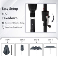 3.9 m Large Patio Umbrella w/LED Solar Lights