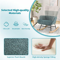 Nursery Rocking Chair with Boucle Fabric Ergonomic Armrests and High Back