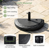Half Round Patio Umbrella Base 20kg Water and Sand Fillable Umbrella Stand