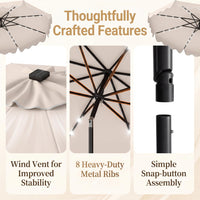 3M Sun Protective Umbrella with Weighted Base and Solar Lights for Deck