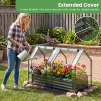 120x30x60 cm Raised Garden Bed with Greenhouse Cover and Windows