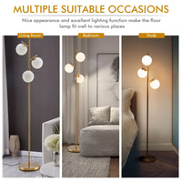 3-Globe Floor Lamp with Foot Switch and Steel Pole for Living Room