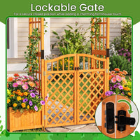 Garden Arbor with Gate and 2 Planter Boxes for Backyard
