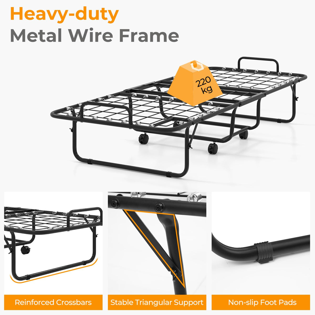 Folding Bed Frame with Mattress