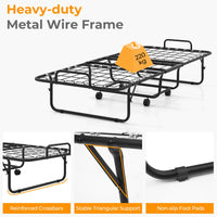 Folding Bed Frame with Mattress
