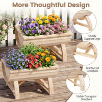 Set of 2 Wood Raised Garden Beds, Half-Barrel Planter Boxes
