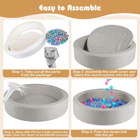 Round Foam Ball Pits with 200 Ocean Balls and Washable PU Cover