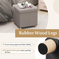 45cm Ottoman with Storage Linen Fabric Footstool