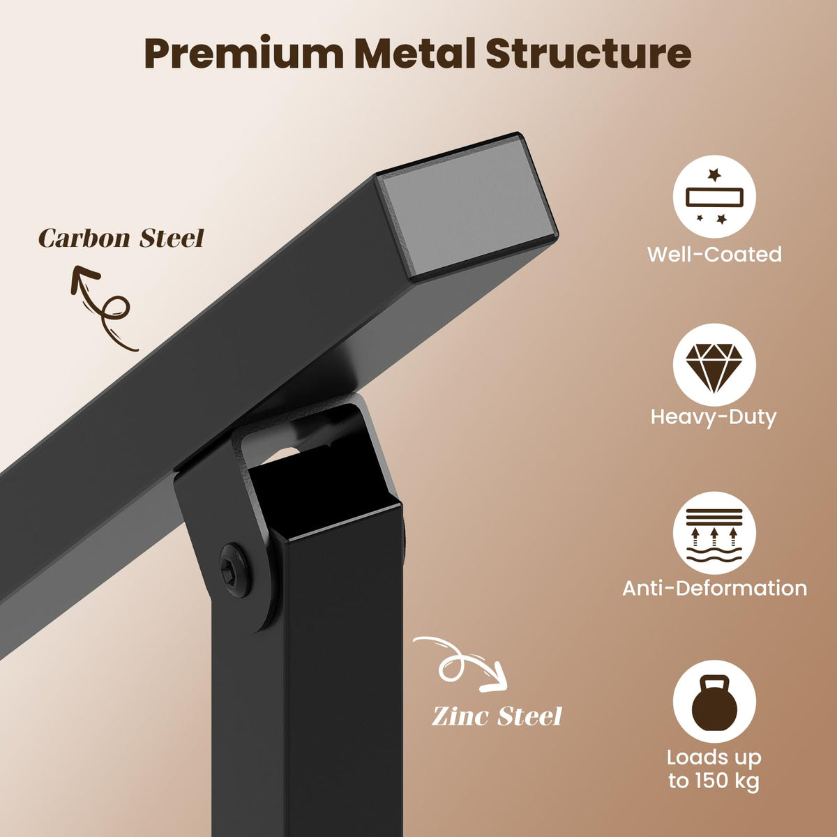 2 Pcs Metal Handrail Fits 0-4 Steps with Flexible Angle Adjustment and Installation Kit for Outdoor Steps