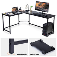 L-Shaped Corner Computer Desk, Home Office Desk PC Laptop Study Table, with CPU Stand