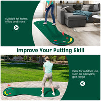 Golf Putting Green Set, Par Three Putting Mat with 3 Putting Cups