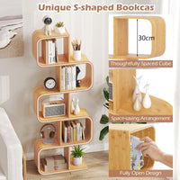 Bamboo Bookshelf with 5 Open Cubes