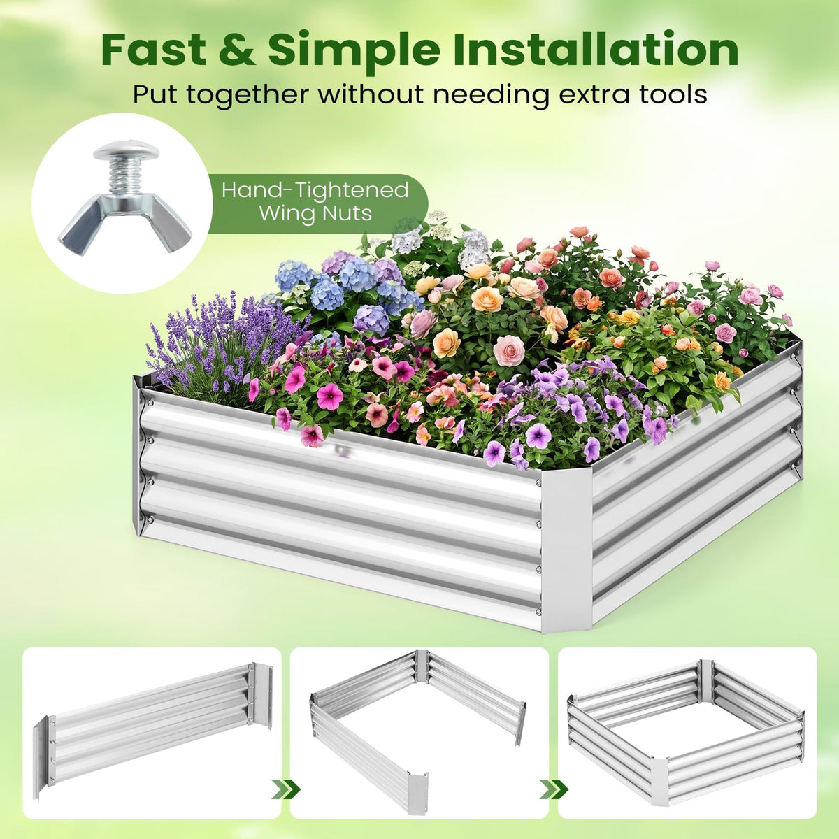 Galvanized Raised Garden Bed Kit
