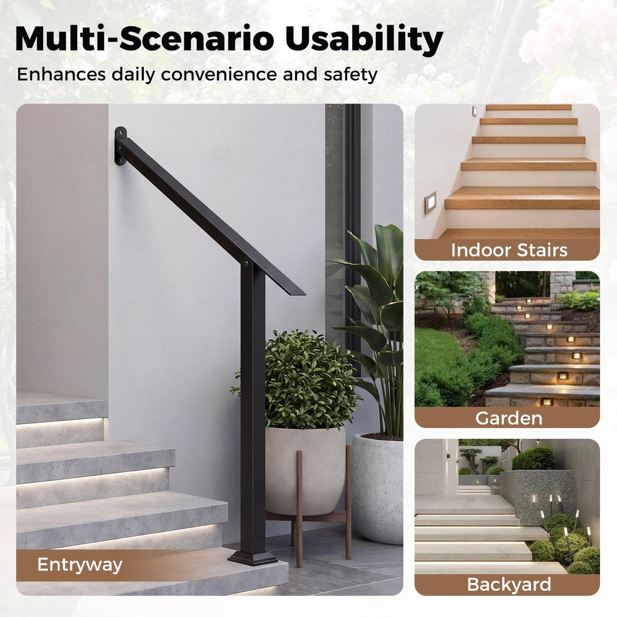 Wall Mount Adjustable Galvanized Steel Handrail for Outdoor Steps