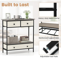 Console Table with Drawers Industrial Entryway Table with Open Storage Shelf