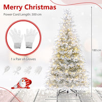 180cm Pre-Lit Artificial Christmas Tree with Snow Flocked Branch Tips