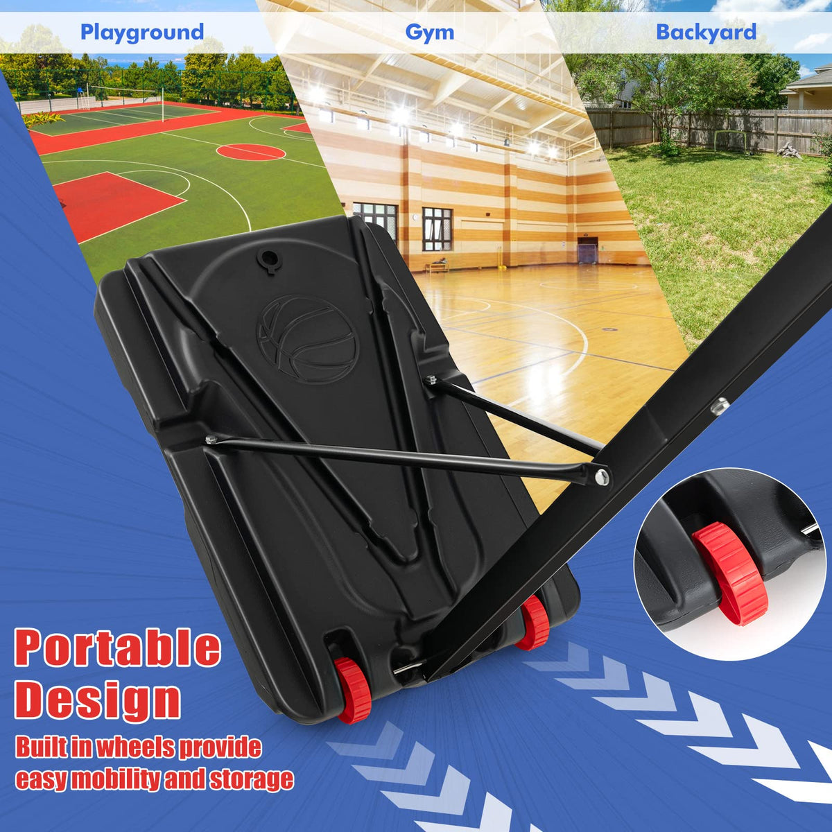 Portable Basketball Goal System 1.05-2.6m Ring Height