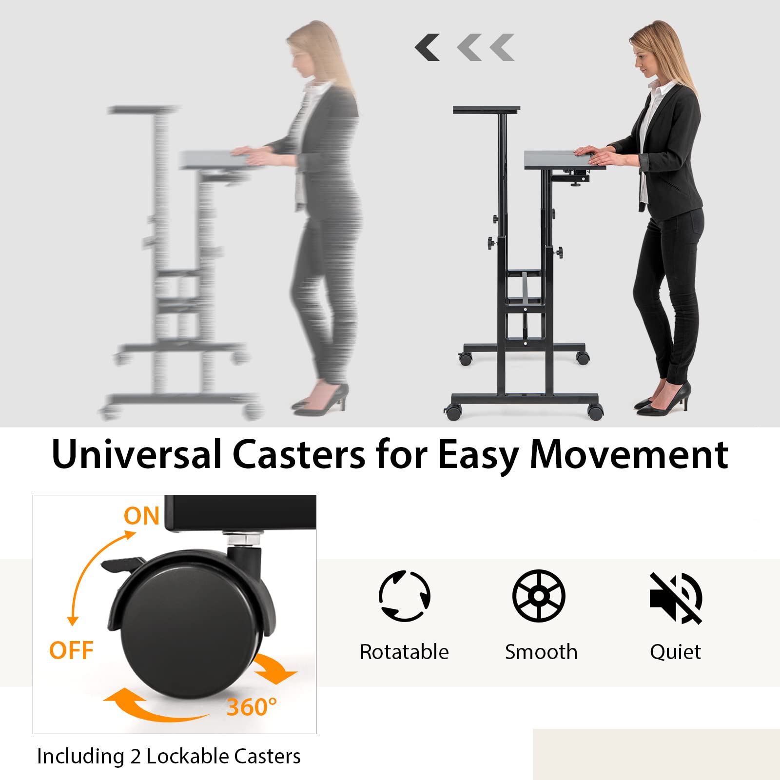 Giantex Mobile Stand up Computer Desk, Rolling Standing Laptop Cart wi –  Giantex.au