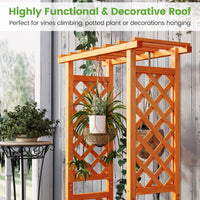 Giantex Raised Garden Bed with 2-Sided Trellis & Hanging Roof, 31" x 12.5" x 60"