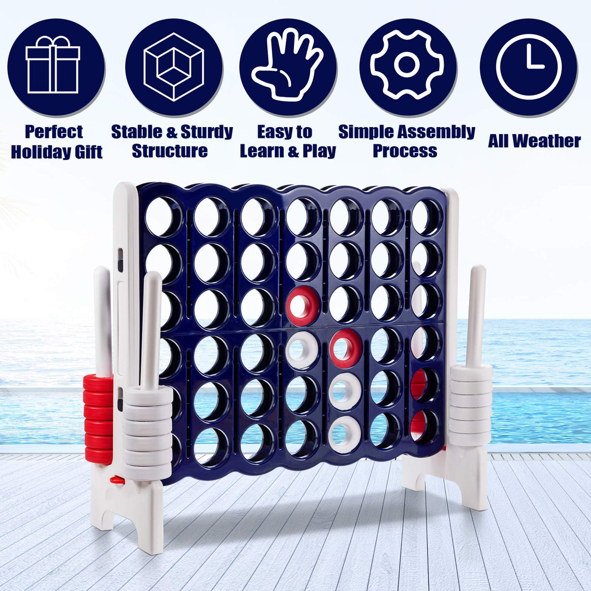 Giant Connect 4 in A Row Jumbo Family Garden yard Game Outdoor Toy 4-to-Score Kids Adult Family Party