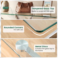 Modern Entryway Table with Clear Tempered Glass Top for Entrance and Living room