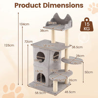 Cat Tree for Large Cats, 123 CM inch Cat Tower with 2-Story Condo