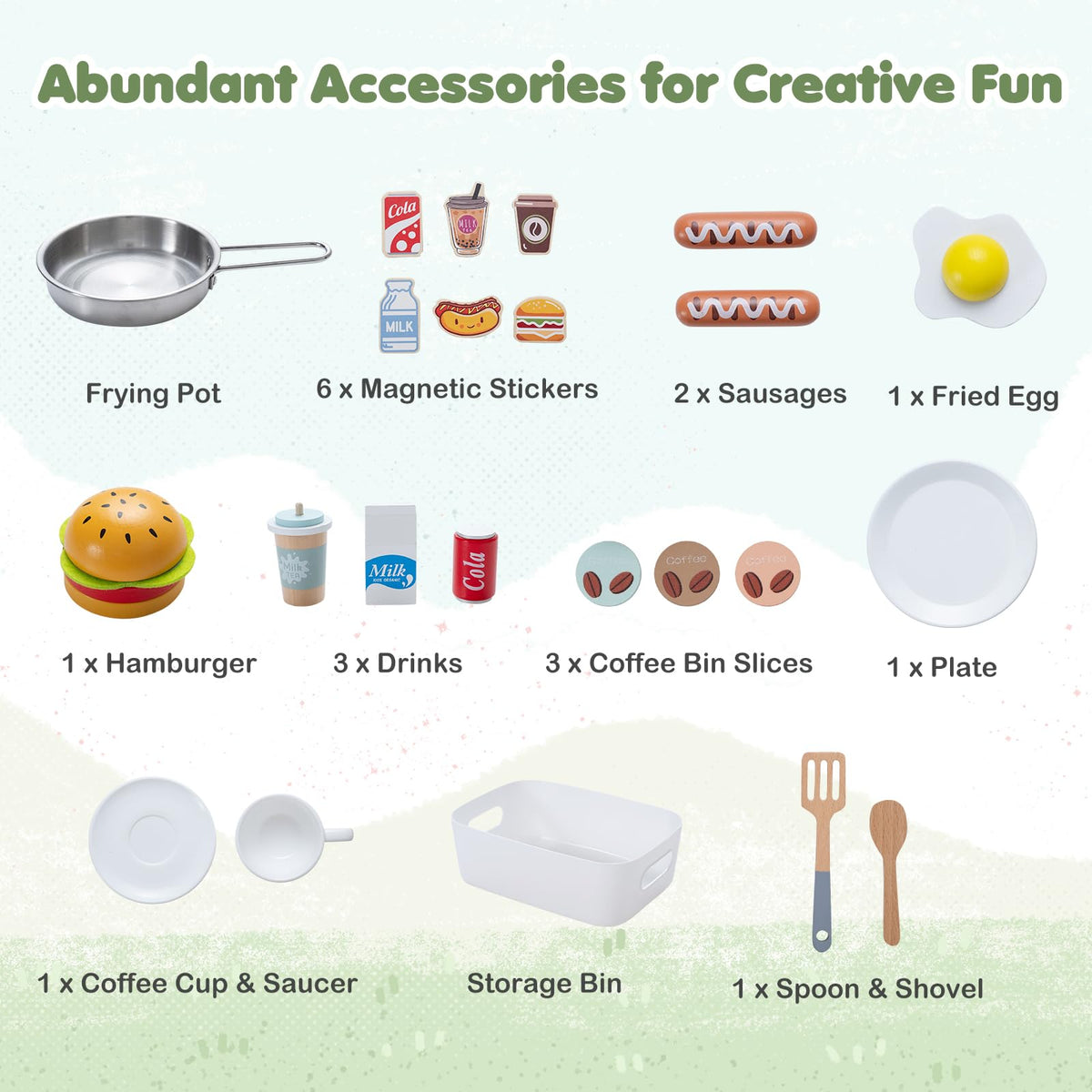 Pretend Play Market Food Cart with Ovens and Shelves for Boys and Girls