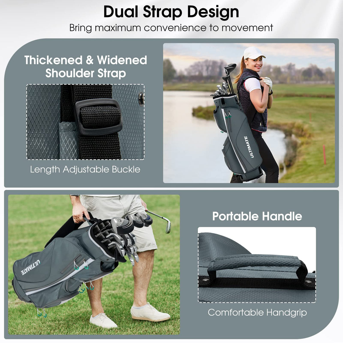 Golf Cart Bag with 14 Dividers, Lightweight Golf Cart Bag with Shoulder Strap