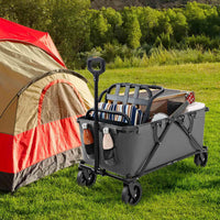 Heavy-Duty Wagon Cart with Adjustable Handlebar and Storage Pocket