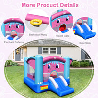 3-in-1 Elephant Theme Kids Jumping Castle with Jumping Area, Slide & Basketball Rim