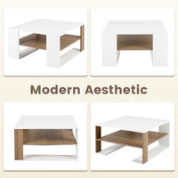 Modern Compact Center Table with Storage Shelf for Home or Office