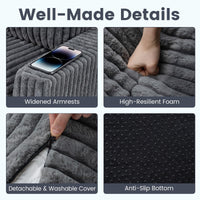 Furry Boneless Couch with Removable Cover and Pillow