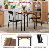 3-Piece Dining Table Set, Square Kitchen Table & 2 Chairs