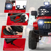 12V Kids Ride on Truck Car Jeep with Parental Remote LED Lights and Dual Motor