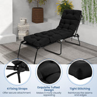 Black Outdoor Lounge Chair with 4-Position Backrest and Removable Lounge Cushion
