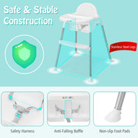 Baby High Chair, 4-in-1 Convertible Baby Highchair w/Removable 2-Psosition Double Tray