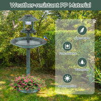 3-in-1 Outdoor Solar Lighted Bird Bath with Flower Planter Base
