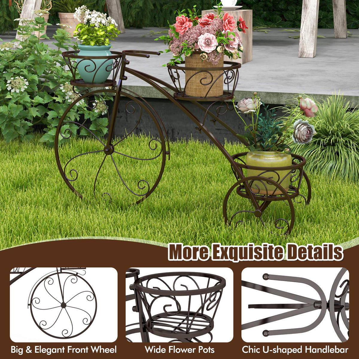 Tricycle Plant Stand, Flower Pot Cart Holder